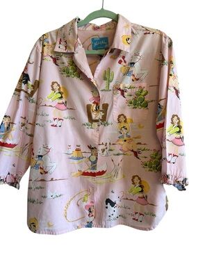 Nick & Nora cowgirl print pj top size Medium
